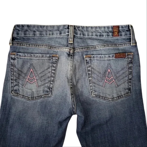 7 For All Mankind Jeans "A" Pocket Bootcut Low-Rise Medium Wash sz 28 - Picture 6 of 14